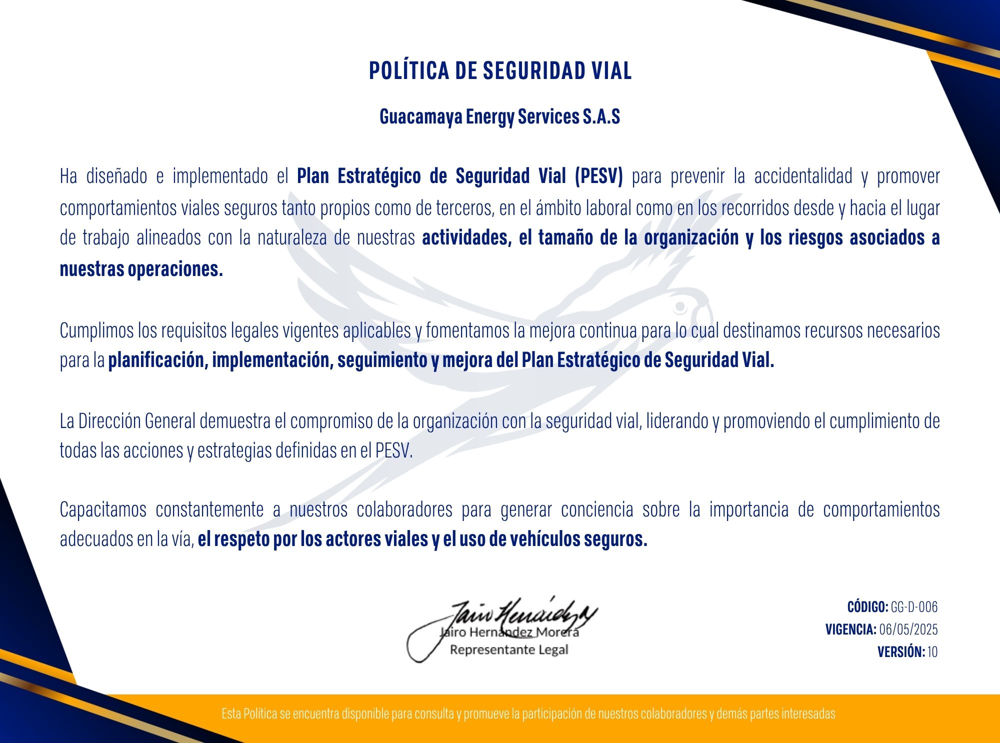 Política de Seguridad Vial